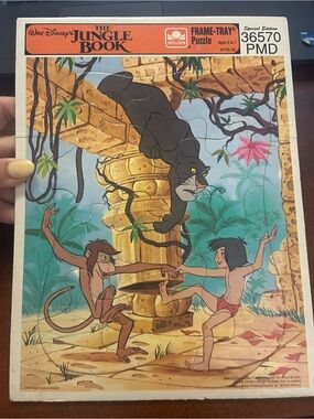 Vintage Disney Jungle Book Golden Frame-Tray Puzzle Complete 4173-16